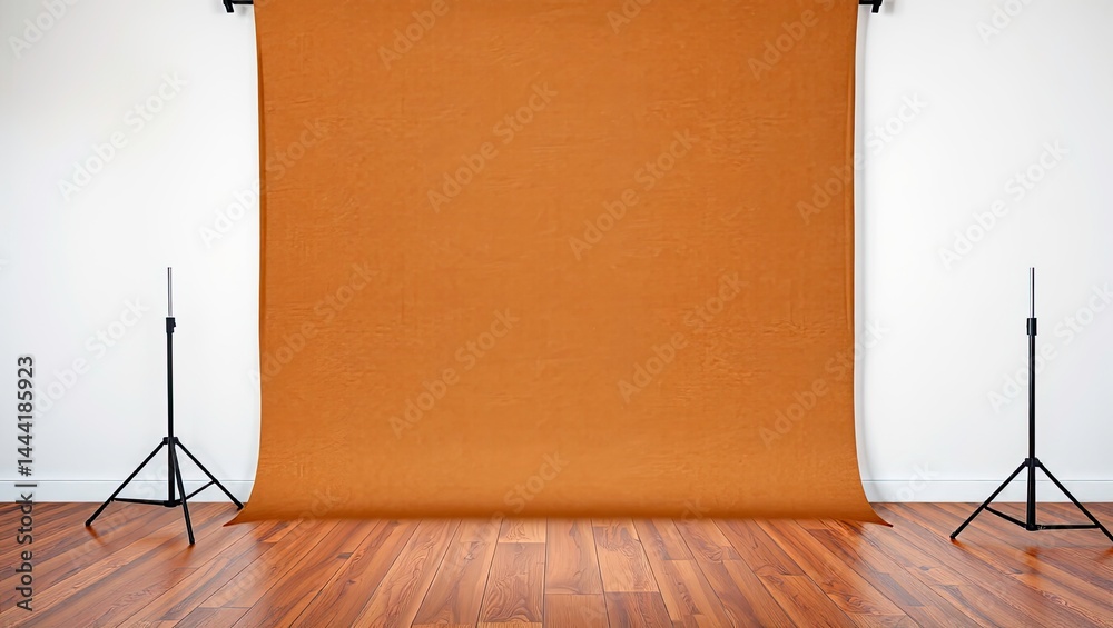 Studio Portrait Background - Brown Canvas, Wall and Floor, Soft Gradient