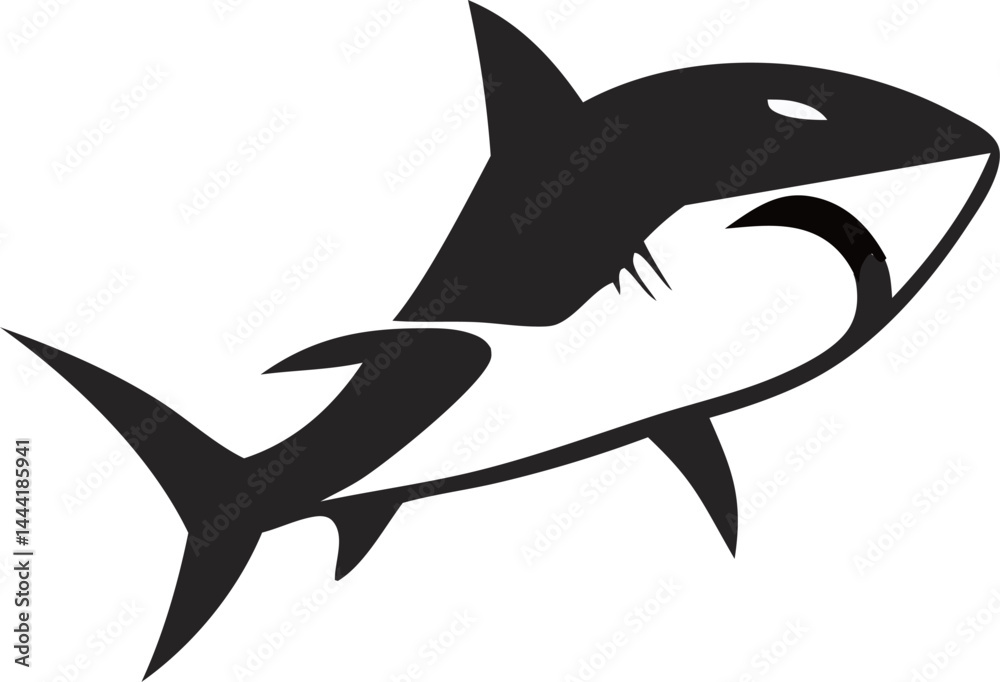 Fototapeta premium Stylized Great White Shark in Attack Pose.