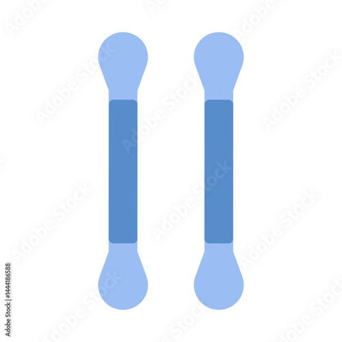 Pair of minimalist light blue cotton swabs creating a symmetrical clean aesthetic