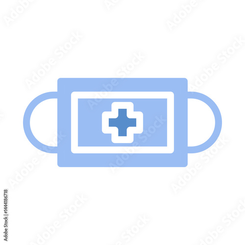 Stylized medical face mask emblem, health care support and awareness design
