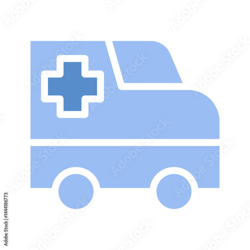 Simplified ambulance graphic with cross symbol for medical assistance representation