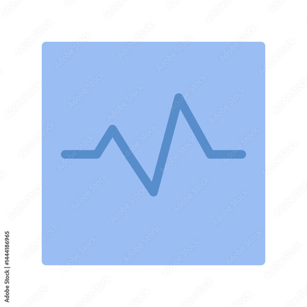 Stylized heartbeat pulse graph icon illustration on a light blue square backdrop Stylized heartbeat pulse graph icon illustration on a light blue square backdrop