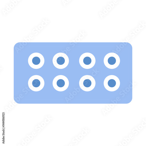 Simple representation of medication blister pack against white background, minimalistic design