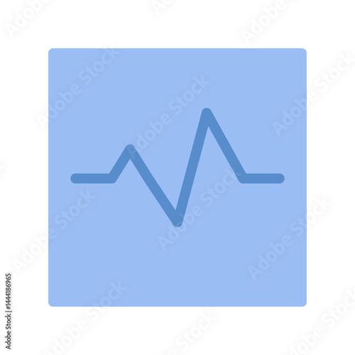 Stylized heartbeat pulse graph icon illustration on a light blue square backdrop