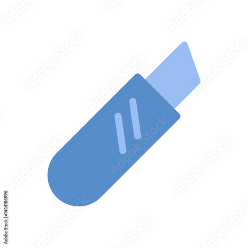 A visually compelling rendition of a box cutter tool with a light blue hue