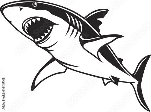 Stylized Great White Shark Showing Teeth