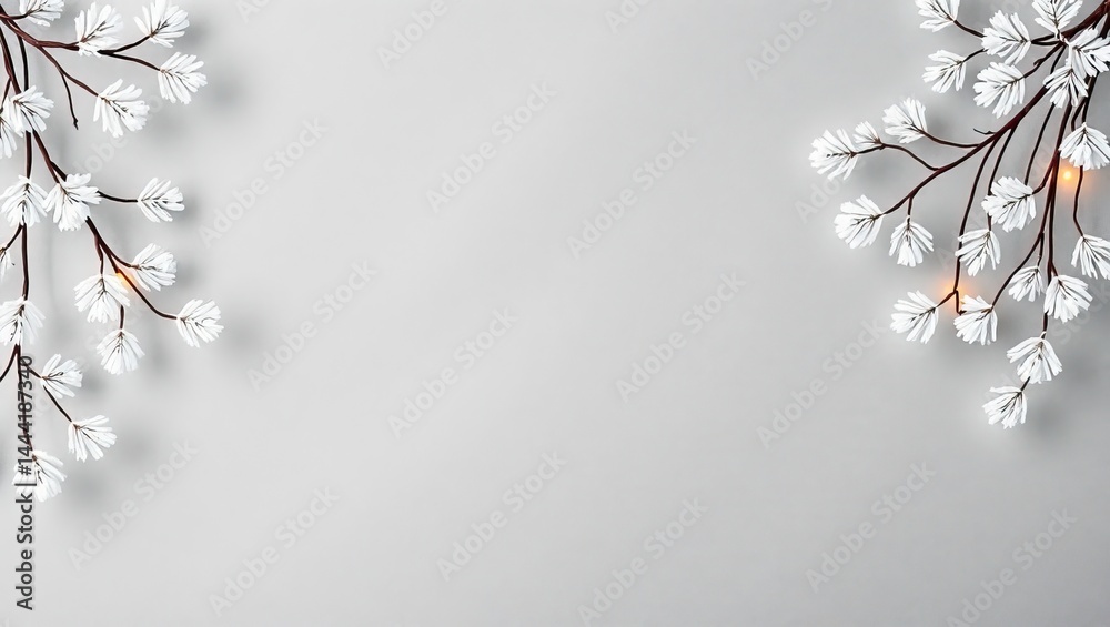 Vintage Frosted Garlands on Linen-Textured Background
