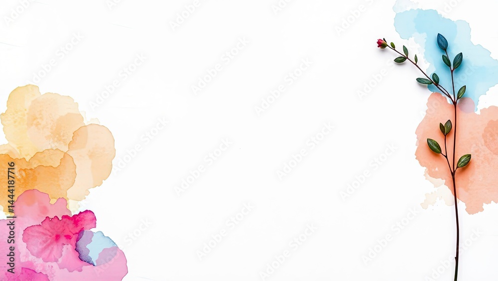 Watercolor Texture on White Paper, Ideal for Design Overlay or Pattern Background