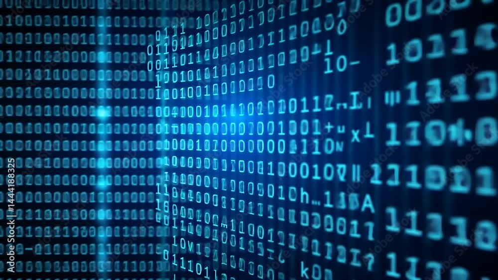 Abstract digital backdrop of cascading binary code, creating a dynamic and technological aesthetic Abstract digital backdrop of cascading binary code, creating a dynamic and technological aesthetic