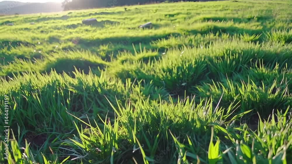 Minimal Windy Grass Field with Soft Breeze