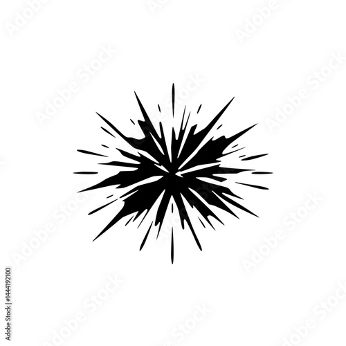 Black Exploding Starburst, Dynamic Vector Graphic on White