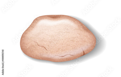 Detailed illustration of a smooth brown stone with subtle texture. Light shadows emphasize its natural shape. Ideal for naturethemed designs and educational materials.