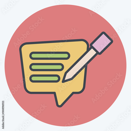 Icon Text Message. related to Speech symbol. color mate style. design editable
