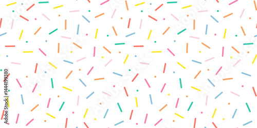 Simple Sprinkle Pattern. Colorful confetti sprinkles. Kid celebrate birthday party background. Vector Illustration in scandinavian style.