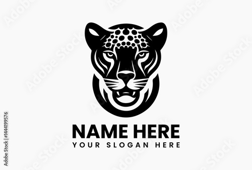 Intricate jaguar head line art with tribal influences, stylized vector template for tattoo parlors and apparel