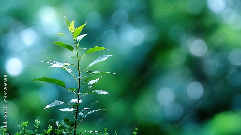 Fototapeta premium Young plant growing in sunlight, symbolizing hope and renewal in nature's embrace. 