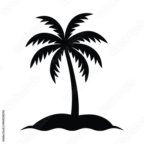 Isolated Palm Tree Island Silhouette Image