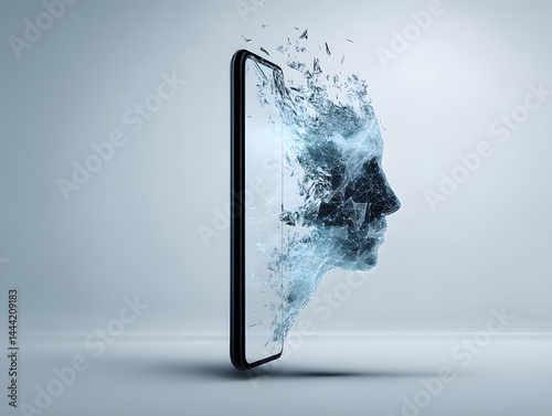 Digital Profile Merging With Smartphone Display Symbolizing Connection and Technology
