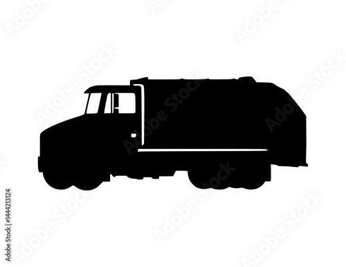 Waste Truck Silhouette - Black & White Graphic