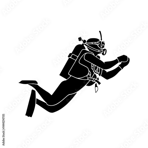 Diver Silhouette Icon - Vector Illustration