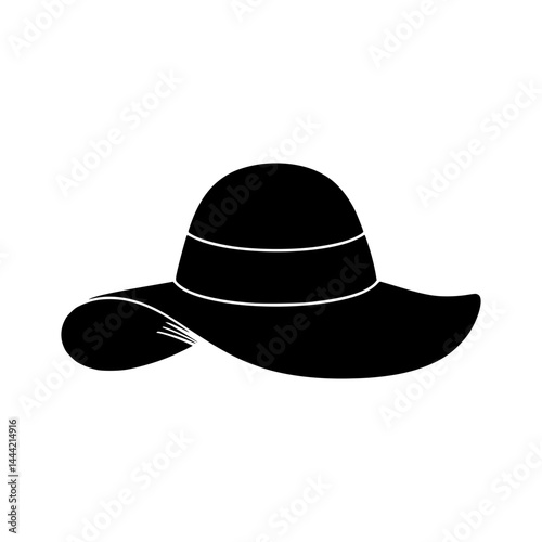 Elegant Sun Hat Silhouette Icon