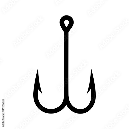 Fishing Hook Icon - Black Outline