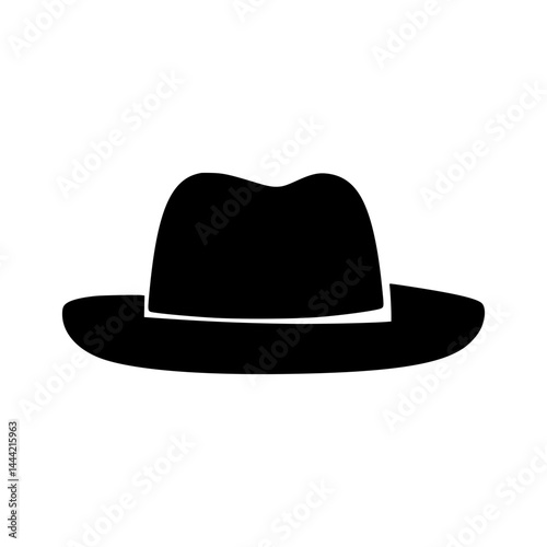Black Fedora Hat Icon - Vector Illustration