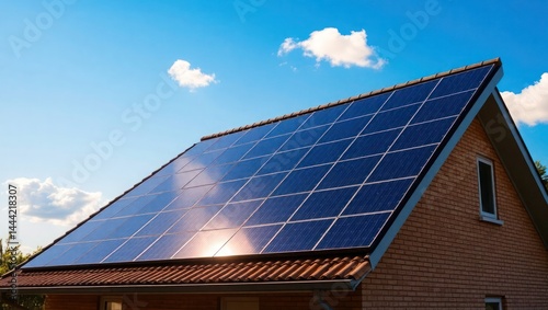 Wallpaper Mural close up photo of a house with solar panels on the roof bathed in sunlight Torontodigital.ca