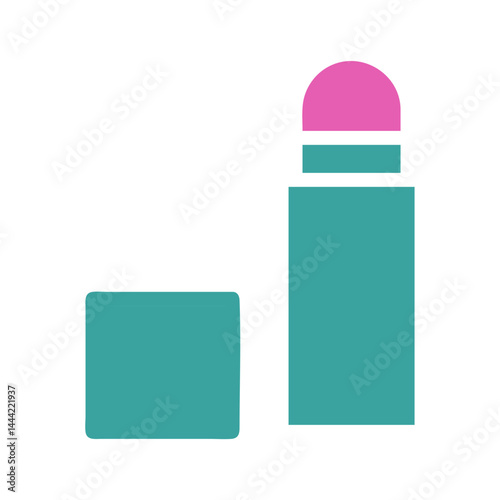 Graphic rendition of a lip balm stick with cap for beauty and skincare product