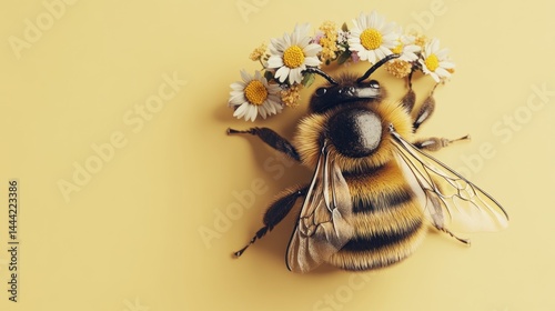 Honeybee surrounded by wildflowers