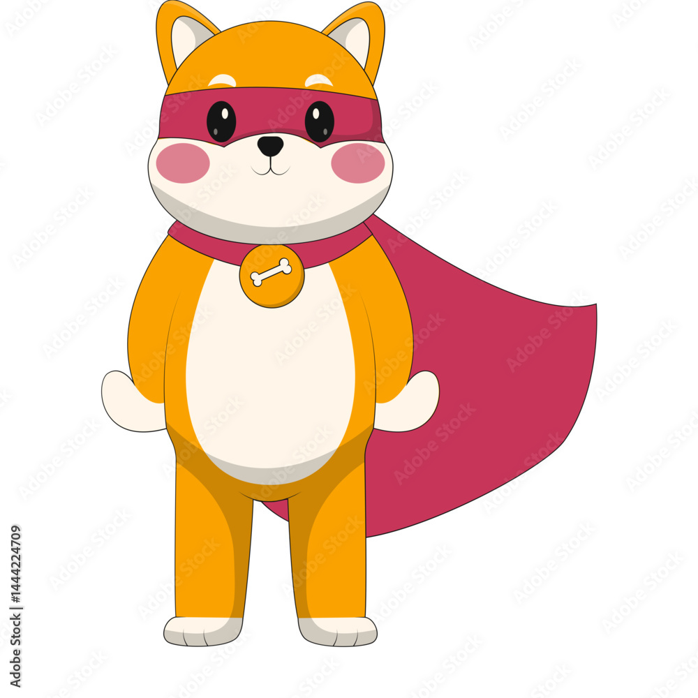 Obraz premium Illustration of Cute Baby Dog. Vector Character in Cartoon Design.