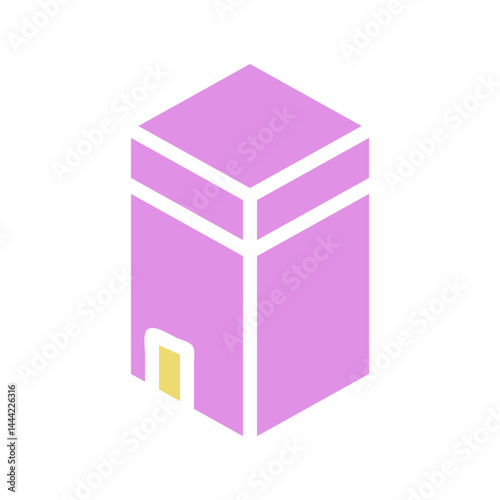 Stylized representation of a symbolic cube structure in pastel shades and outlines