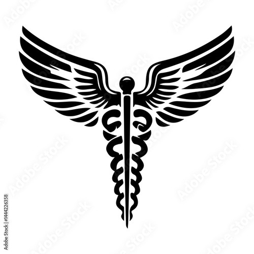 caduceus health symbol asclepias wand icon caduceus health silhouette vector illustration