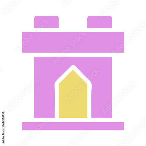 Stylized Minimalist Castle Icon in Pastel Tones for Fantasy Projects
