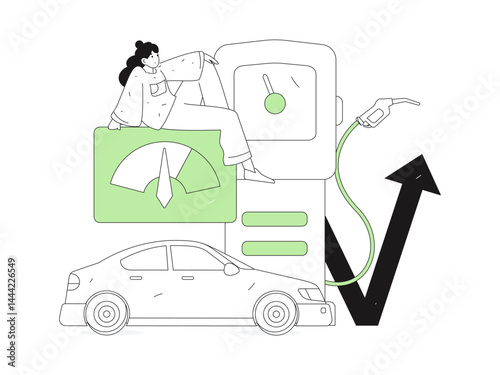 Vector Internet operation hand-drawn illustration of people getting discounts for refueling their cars
