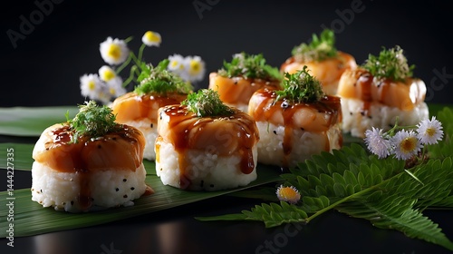 Cultural fusion style modern ethnic food design contemporary traditional fashion sushi aesthetic urban environment photo