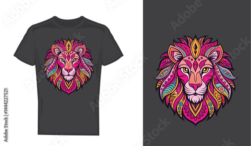 Patterned Ornate Lion Head African Indian Totem Style