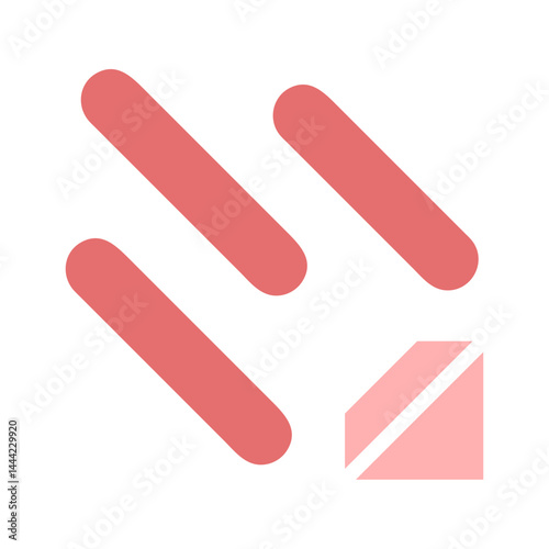 Abstract geometric composition with elongated capsules and triangular element
