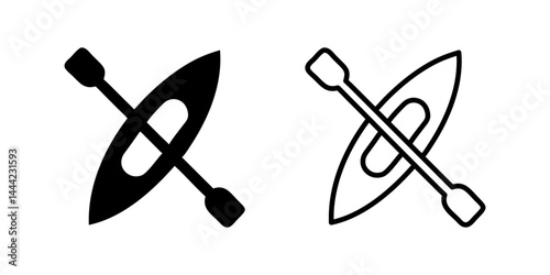 A simple vector icon set depicting canoes, ideal for water sports, adventure, and nature designs.