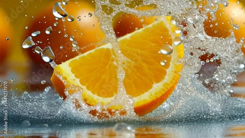 orange in water splash