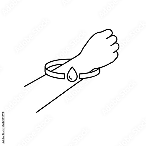 Blood Donor Day wristband graphic on an arm in simple line art  