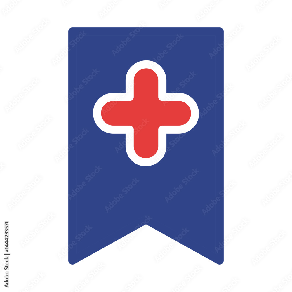 Fototapeta premium Simple medical cross symbol on flag, representing healthcare and assistance
