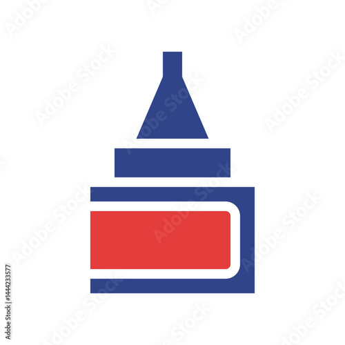 Stylized glue container illustration presenting a geometric design with clean lines
