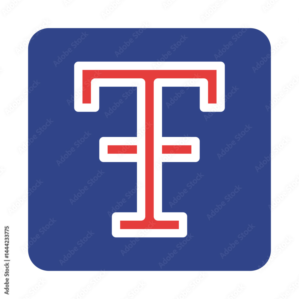 Fototapeta premium Abstract T and F Monogram Emblem on a Saturated Blue Rounded Square