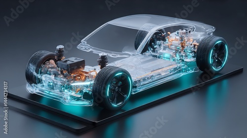 Detailed automotive engineering model showcasing electrical architecture concept