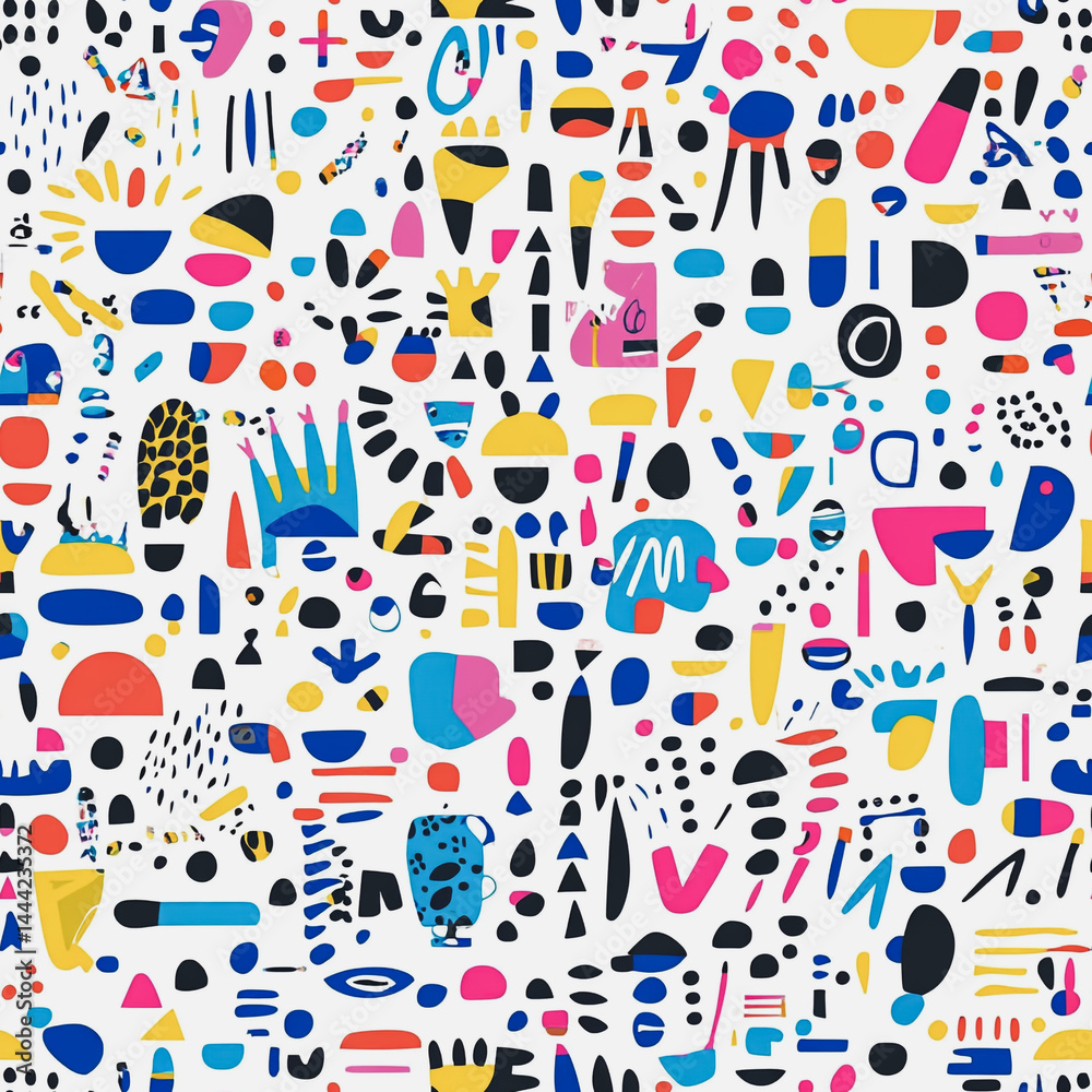 Abstract white background with colorful Memphis style seamless pattern. Creative minimalist style art background for children or trendy design with basic shapes. Simple childish scribble backdrop Abstract white background with colorful Memphis style seamless pattern. Creative minimalist style art background for children or trendy design with basic shapes. Simple childish scribble backdrop