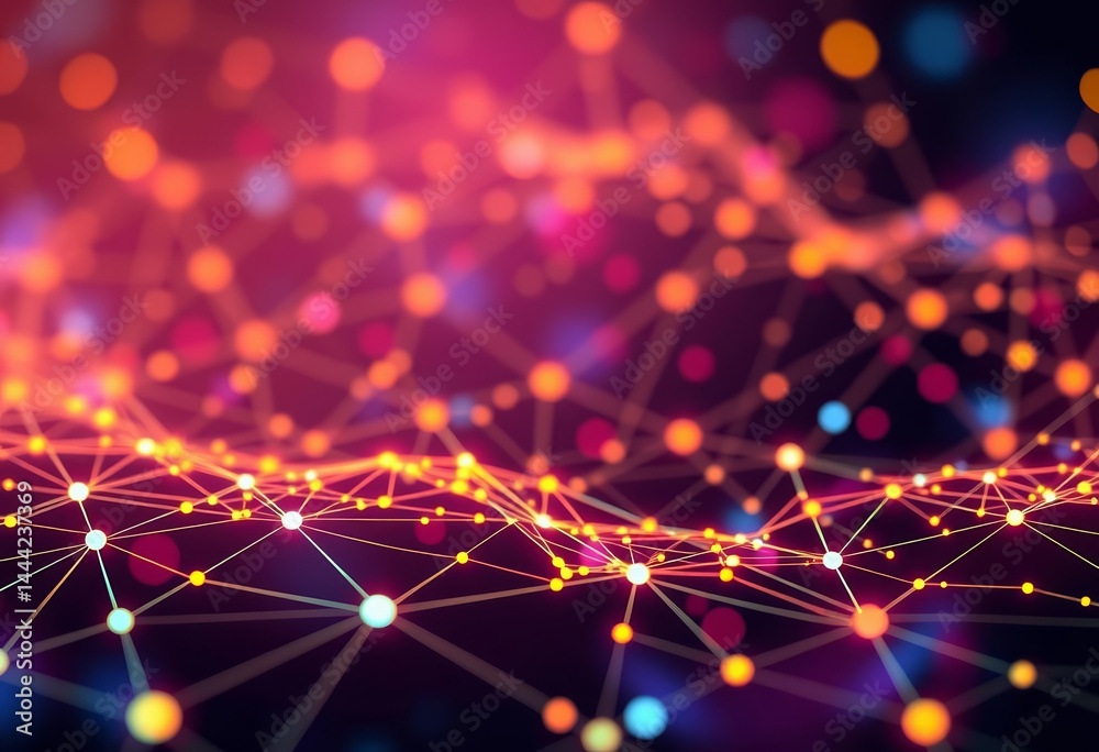 Obraz premium Abstract molecular grid background with connecting lines and dots, technology, connection