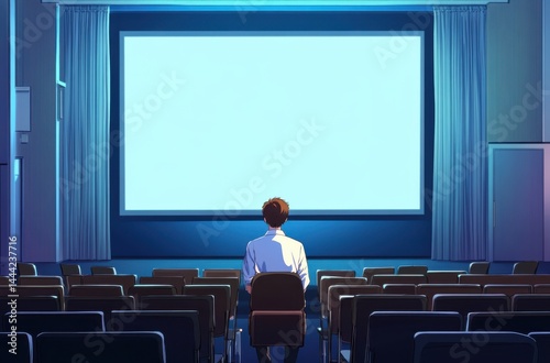 University professor speaking in lecture hall with