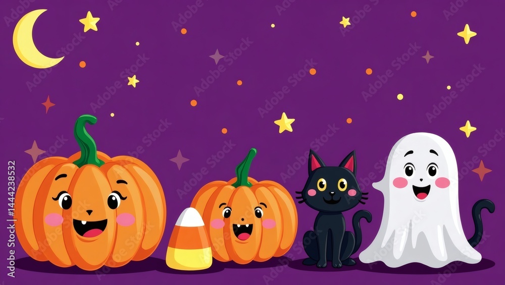 Cute and Spooky Halloween Composition with Friendly Characters
Cute and Spooky Halloween Composition with Friendly Characters