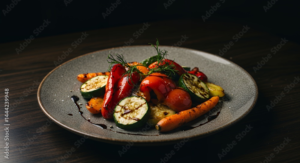 Grilled Vegetables on a Plate Featuring Zucchini, Pepper, and Carrots